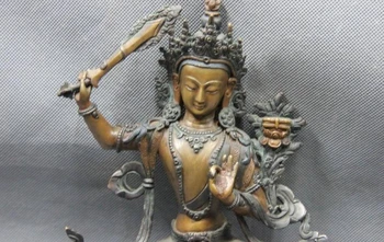 

9 Buddhism Pure Purple Copper Bronze Manjusri Manjushri Guan Yin Kwan-yin Buddha