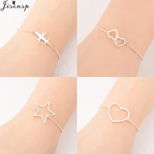Jisensp сердечко серебряного цвета Круглый Звездный браслет для женщин Бохо Регулируемая цепь браслеты и браслеты браслет с самолетиком