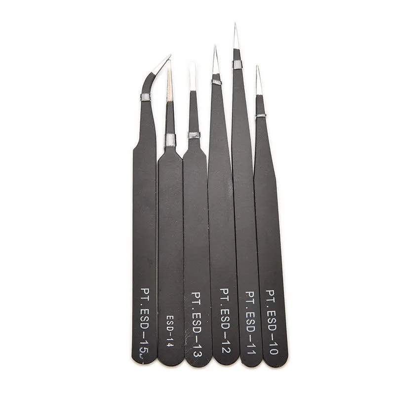 

1pcs ESD Anti-Static Stainless Steel Tweezers Maintenance Repair Tool Kit Anti Static Model Making Tool ESD Antistatic Tweezers