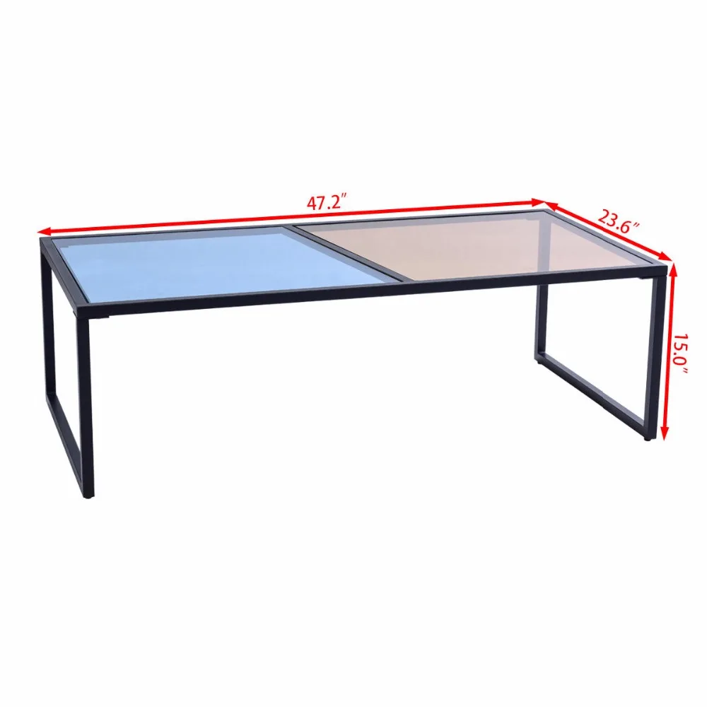 Giantex Rectangular Coffee Table Tempered Glass Top Metal Frame Living Room Furniture HW57282 Giantex Rectangular Coffee Table Tempered Glass Top Metal Frame Living Room Furniture HW57282