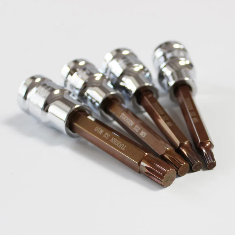 

4pc 1/2" Long Drive Multi Tooth Socket Bits Set M5 M6 M8 M10 LBSM-4