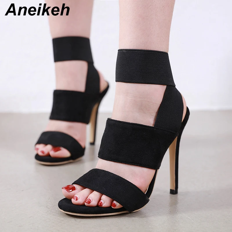 

Aneikeh Spring Elegant Slingbacks Thin High High Heels Sandals Designer Women Pumps Suede Office Open Toe Party Ladies Shoes