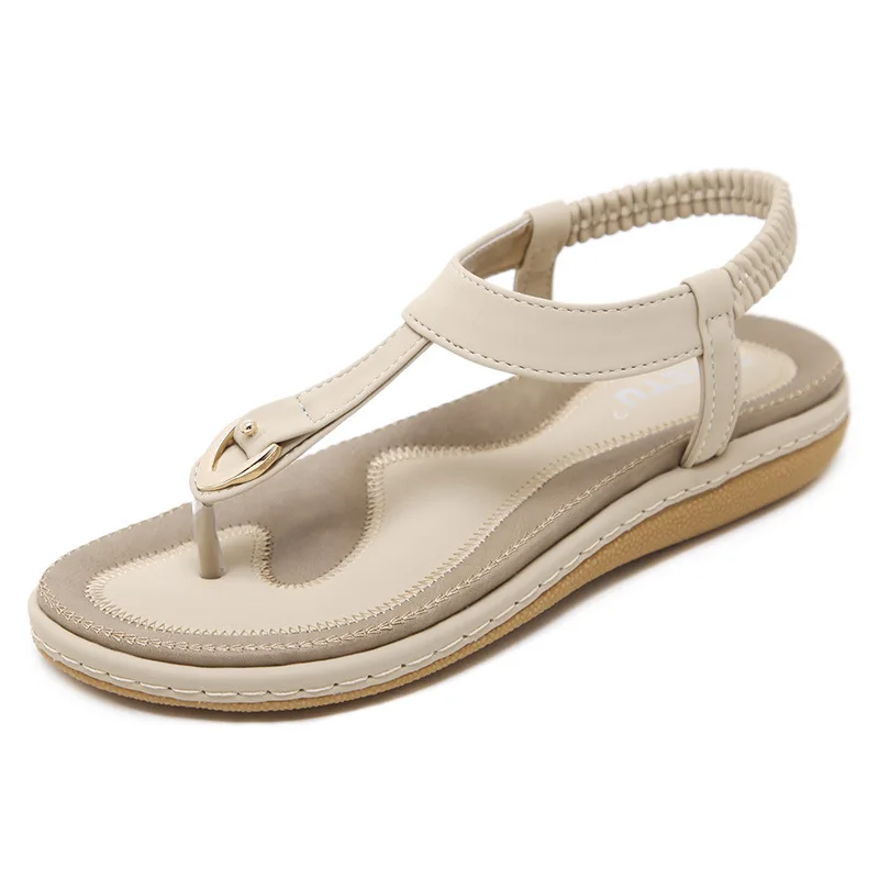 2019 Summer New Women's Sandals Metal Buckle Decoration Comfortable Pinch Set Foot Elastic Band Non-slip Sandals Outdoor Shoes 2019 Summer New Women's Sandals Metal Buckle Decoration Comfortable Pinch Set Foot Elastic Band Non-slip Sandals Outdoor Shoes