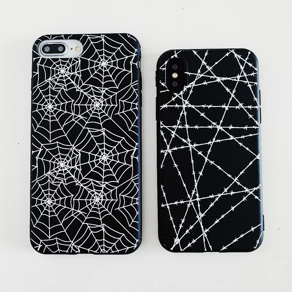 

Simplicity Spider Web Gridlines Case For iphone 6 6s 7 8 Plus X Soft TPU Silicone Back Cover For iphone X XS MAX XR Coque Fundas