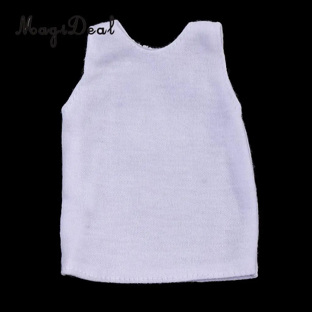 1/6 Scale White Vest Shirt Sleeveless T-Shirt Vest Tops Cloth Soft for 12 Inch Action Figures   Acc