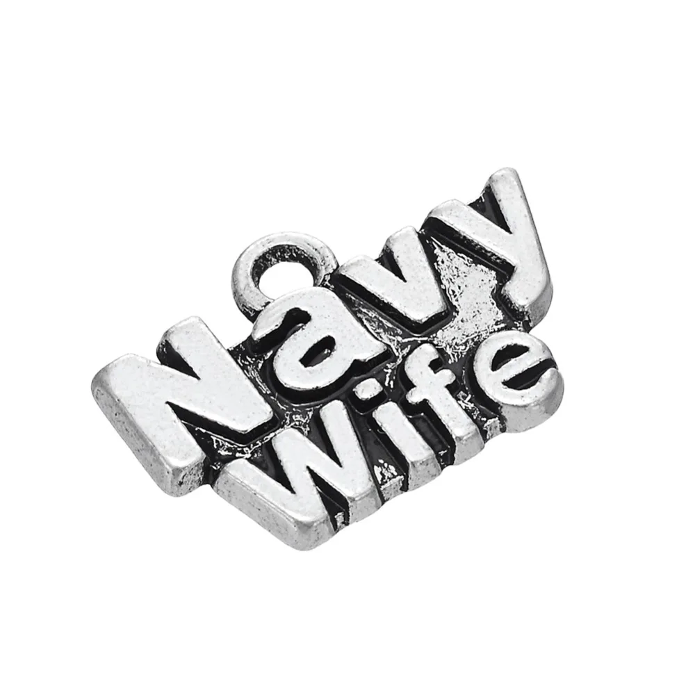EUEAVAN 30 шт цинковый сплав Военная серия Шарм Navy Wife/темно синий Brat Подвеска для