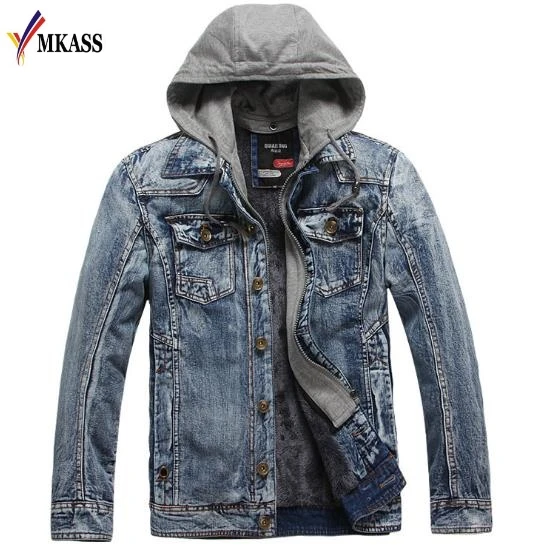 Men Winter Jacket and Coats Brand Hoodde Denim Jacket Fashion Mens Jeans Jacket Thick Warm Winter Outwear Male Cowboy M-3XL