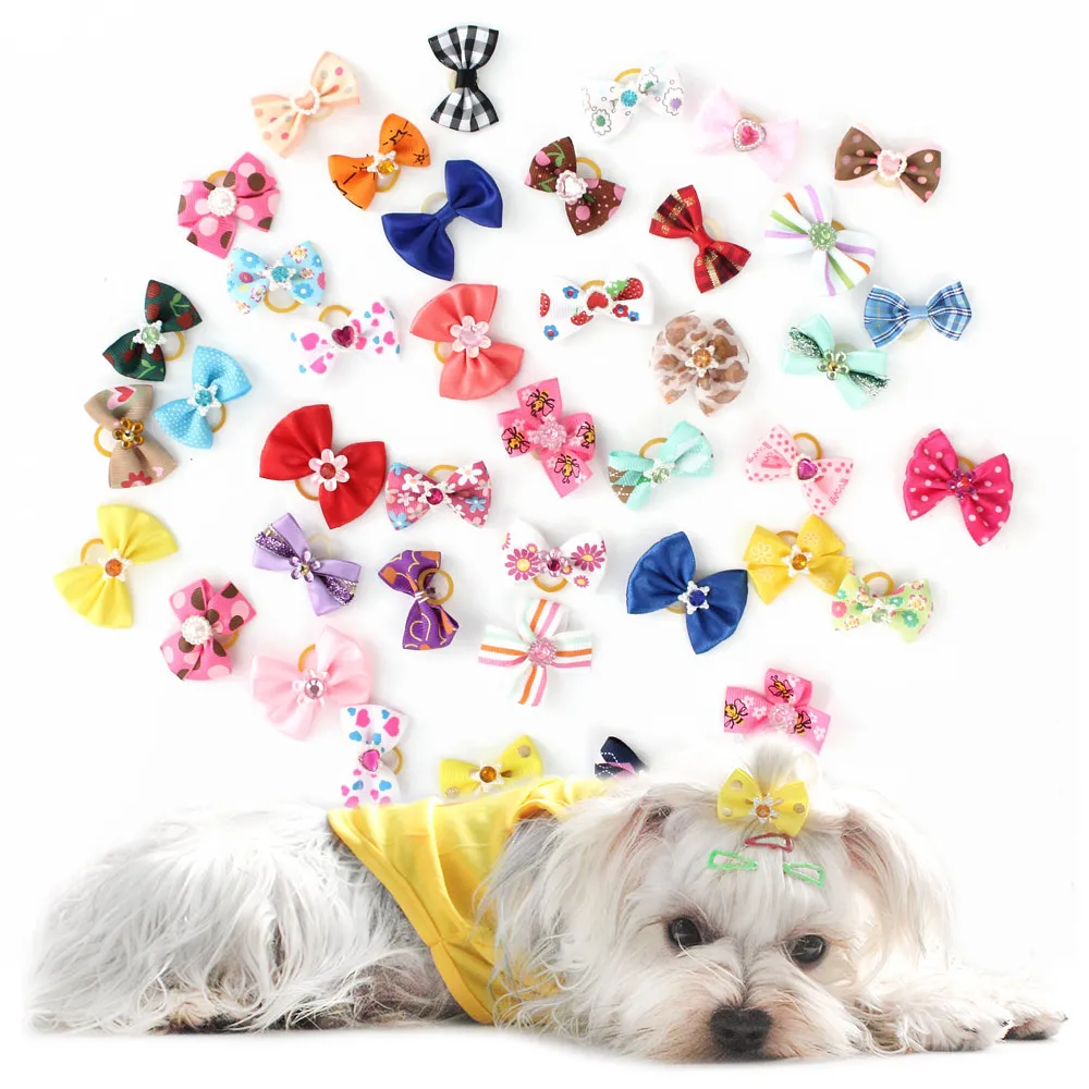 

20/50/100 Pcs Handmade Pet Grooming Dog Bow Hair Little Flower 6011026