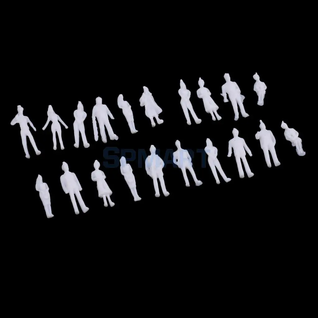 20Pcs/lot 1:100 HO Scale Model Miniature White Figure Architectural Model Human Scale Model Plastic Peoples