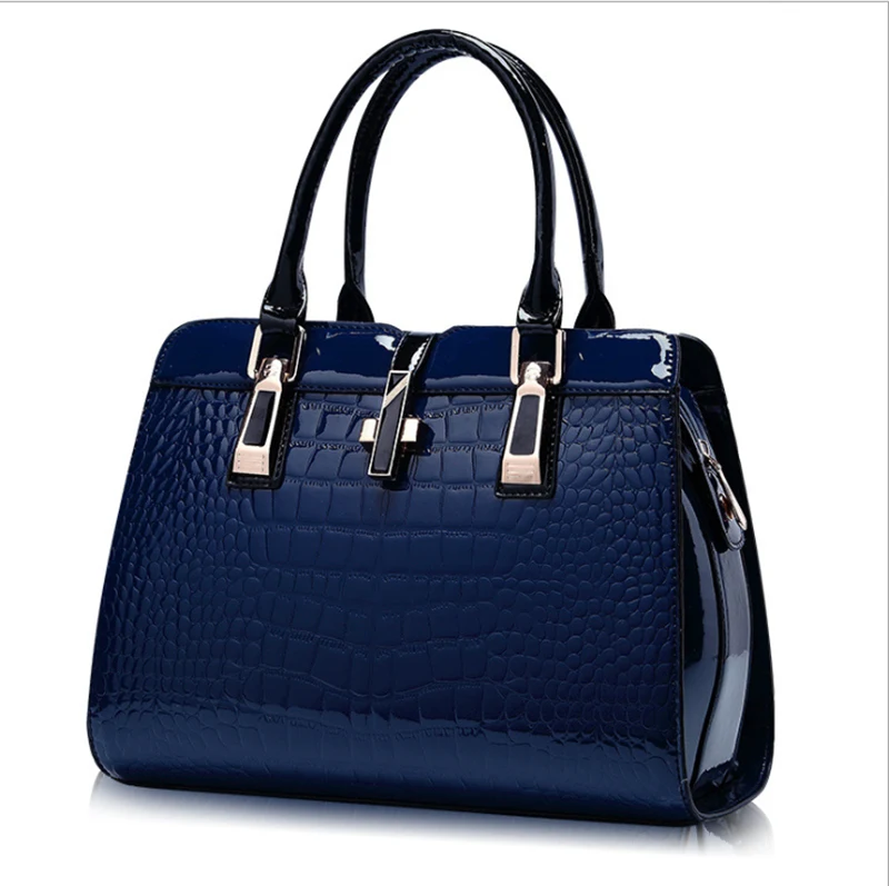 Goedkoop Hot vrouwen patent lederen handtassen PU handtas leer vrouwen schoudertas top handvat tassen lady crossbody zak vrouwelijke zak