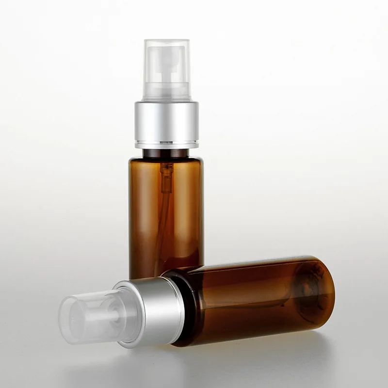 3pcs/set 40ml brown flat shoulder spray bottle Anodized aluminum nozzle Small spray bottle Small watering can wholesale BQ084