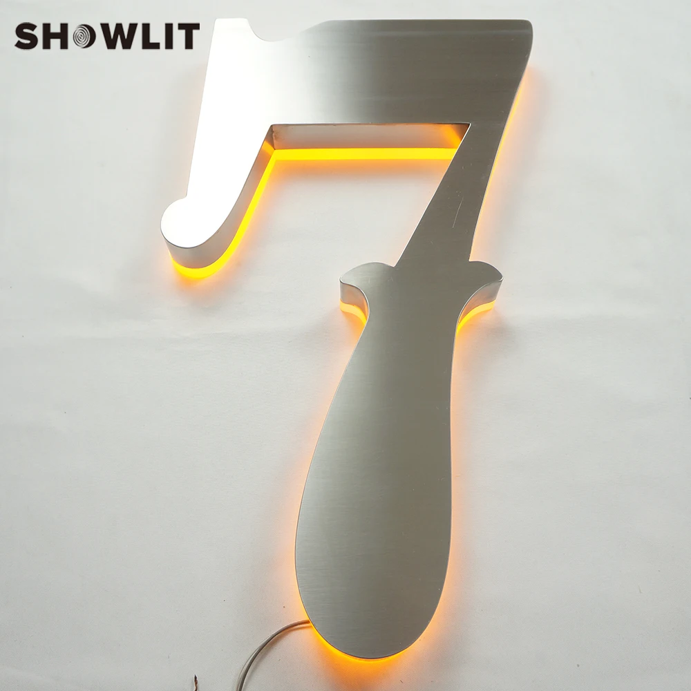 Stainless Steel Lighted Up House Numbers Wall Mounted Waterproof Home
