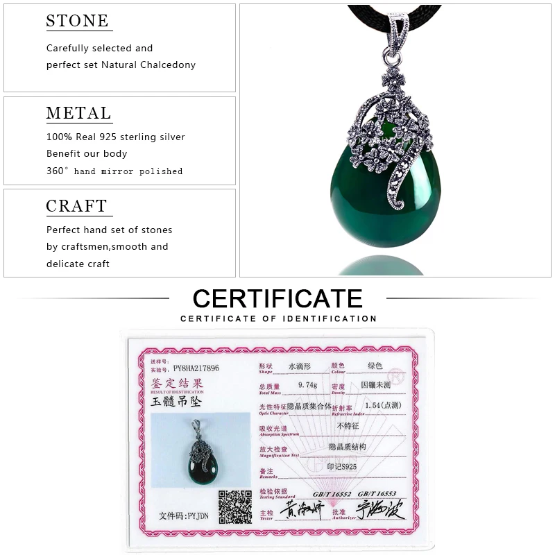 EDI 4.6*2.3cm Flower Shape Gemstone Garnet Pendants 925 Sterling Silver Natural Chalcedony Necklace For Women Jewelry