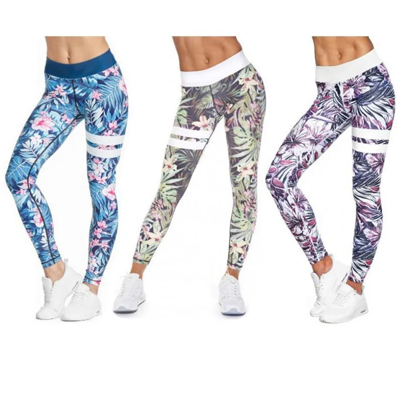 Calças de Yoga para Mulheres de Fitness Cintura Alta Esporte Leggings Listra Impressão Elástica Ginásio Workout Collants S-xl Correndo Lazer