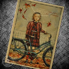 Vintage clásico bicicleta paseo chica bicicleta cartel retro pared arte pegatina bar Café decoración del hogar HD pintura sala de estar carteles