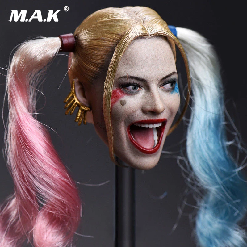 

1/6 Headplay Figure Head Model Female Head Sculpt JX-012 Suicide Squad Joker Harley Quinn 2 Pair Hair 1/6 Head Sculpt Model