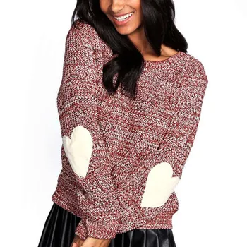 

Solid Appliques Knitted Sweater Women Long Sleeve Pull Femme Knitted Jumper Sweater Tops Winter Knitwear Outwear