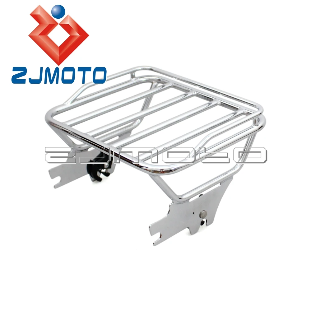

Chrome Detachable Two Up Luggage Rack For Harley Touring 1997-2008 Road King FLHT FLHX FLTR