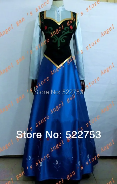 Новое поступление изготовленное на заказ платье принцессы Анны карнавальный костюм 004