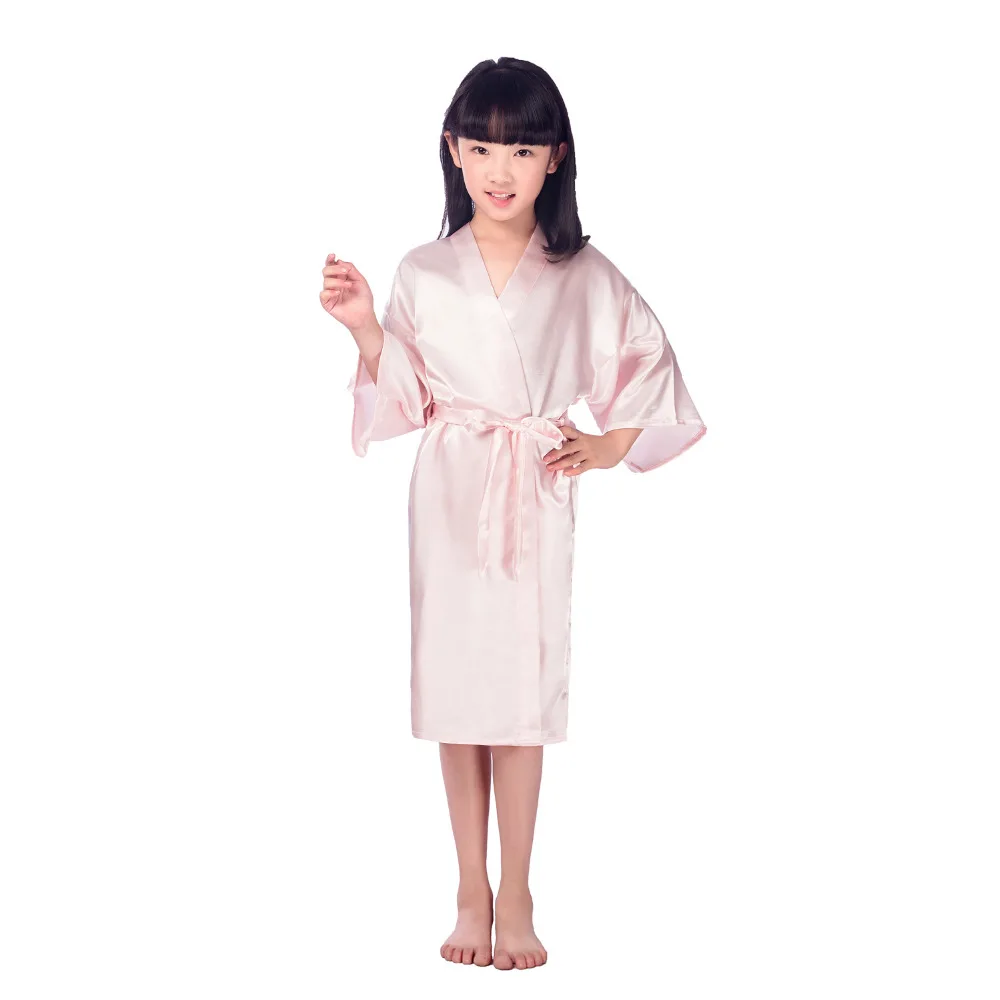 Kids Flower Girl Wedding Stain robes NightGown Monogrammed Silk