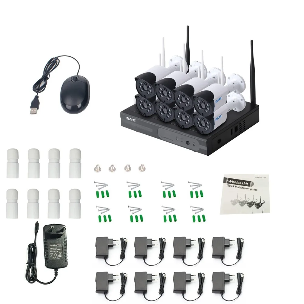 

2019 hot sale ESCAM WNK804 720P WiFi 8ch NVR KITS