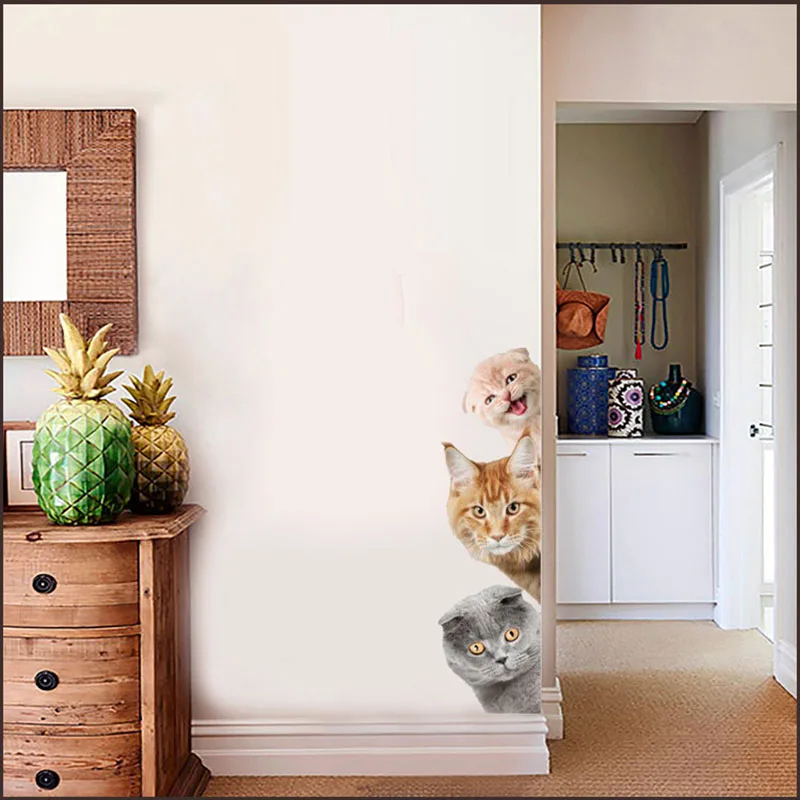 

Dogs Cats 3D Wall Sticker Funny Door Window Wardrobe Fridge Decorations Cartoon Animal Wall Decal Home Decor room decoration