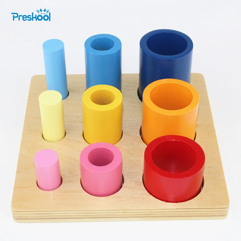 Montessori Kids Baby font b Toy b font for Children Different Circles and Cylinders Great Training