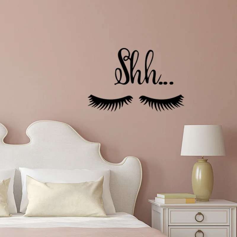 

Black Closes Eyes Wall Decals Eyelashes Wall Stickers Make Up Girl Eyes Eyebrows Vinyl Wall Decor Beauty Salon Club Decoration