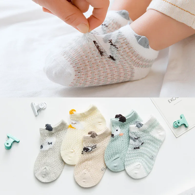 Baby Socks Newborn 5Pairs/lot Summer Mesh Thin Baby Socks for Girls Cotton Infant Casual Boy Girls Toddler Socks Cartoon