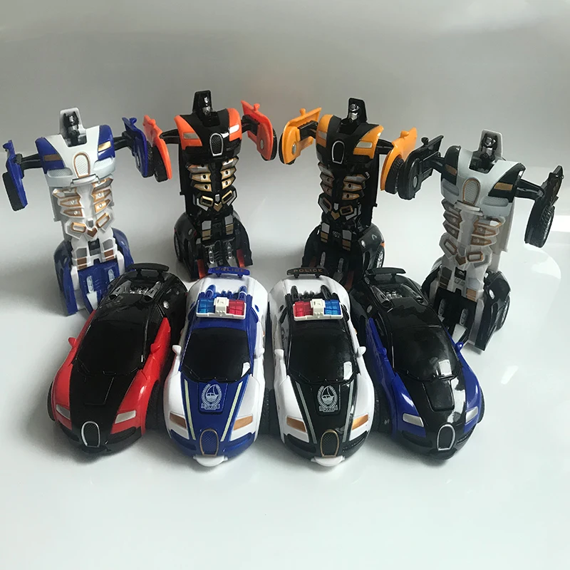 One-key Police Deformation Car Toys Super racing car Automatic Transform Robot Plastic Model Amazing kids Funny Toys