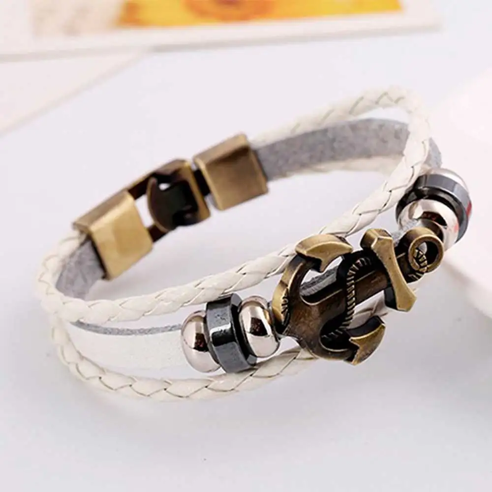 Vintage Multi Layered Braided Leather Bracelets for Men Women Bangle Charm Anchor Accessories Bracelet Pulseira Dropshipping - Image 5