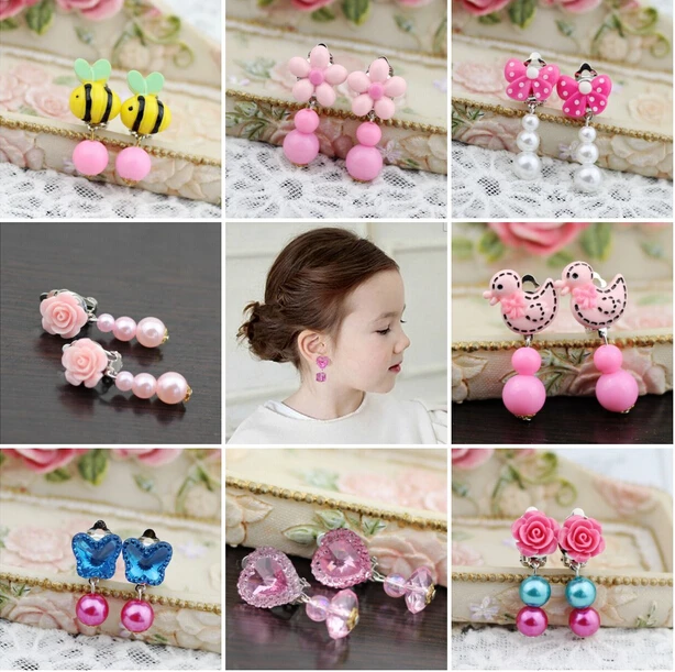 

Korean version of the female children's jewelry without pierced ear clip earrings baby princess crystal jewelry