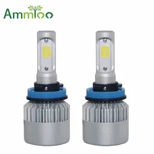 AmmToo H4 фар автомобиля H7 светодио дный лампы Супер яркий H1 H3 H11 9005 9006 72 Вт автомобиля светодио дный лампы 6000 К Россия локальная