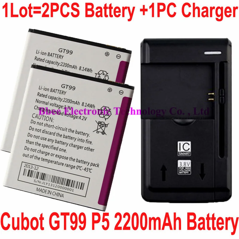 1LOT=1PC Dock Charger +2PCS 2200mAh For Cubot GT99 P5 Battery Batterie Bateria AKKU Accumulator PIL | Мобильные телефоны и