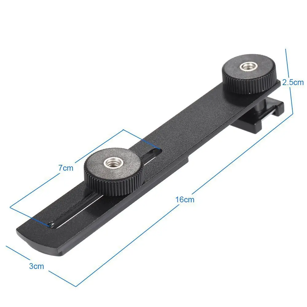 Kaliou Universal Camera Flash Bracket Light Stand Mount Holder with Two 1/4 Screw Mount for Flashgun Digital DC Camera Arms