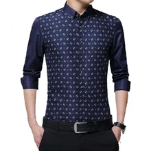 Бренд, модная мужская рубашка, топы с длинными рукавами, высокое качество, с принтом, мужские рубашки, приталенные мужские рубашки 5XL