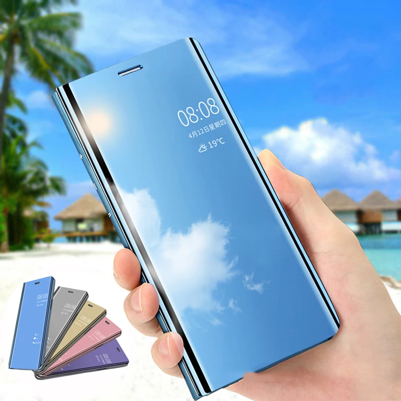 

JSASE Clear View Flip Case For Samsung Galaxy S7 Edge S8 plus S6 Edge + Mirror Smart Leather Phone for samsung A3 5 7 2017 Cover