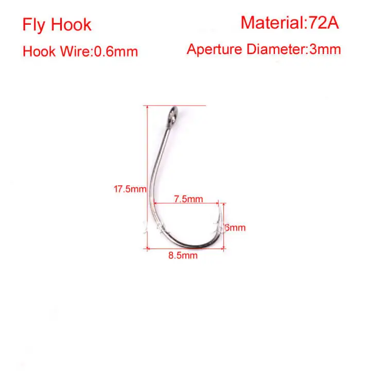 200pcs Fly Trying Flies Barbed Hooks 72A Fishhook Fly Hook Bass Fishing Hooks Tackle Saltwater Freshwater goldsilver PRO BEROS