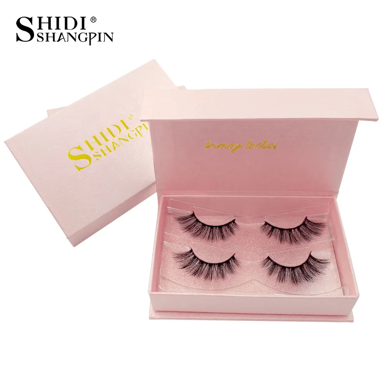 

SHIDISHANGPIN 2 pairs mink eyelashes hand made eyelash extension natural long 3d mink lashes 1 box 3d false eyelashes maquiagem