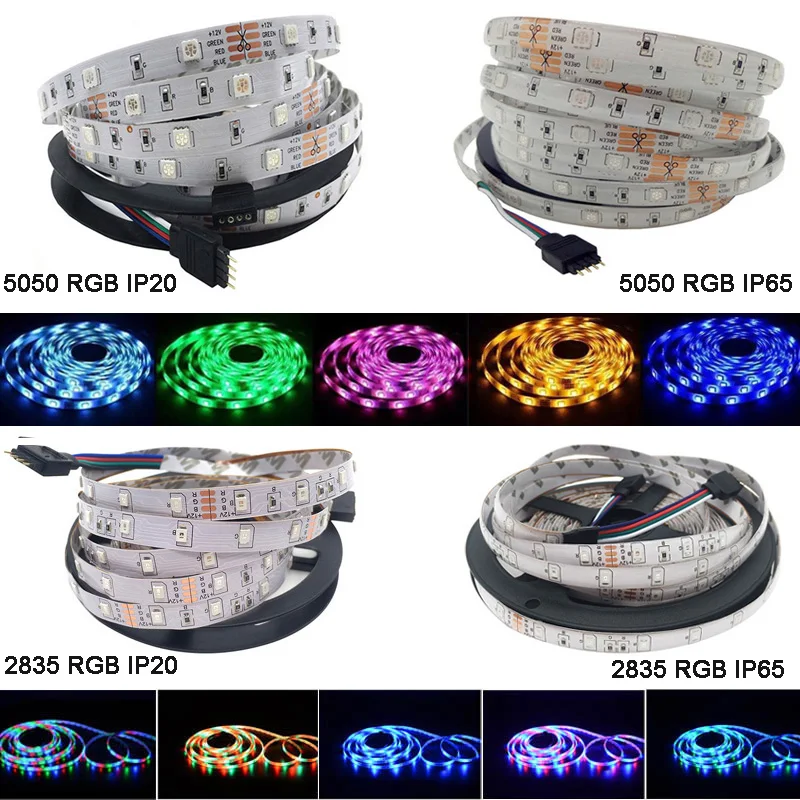 Светильник ная лента RGB 5050 SMD 2835 гибкая светодиодная полоса 5 м 10 15 Диодная DC 12 В +