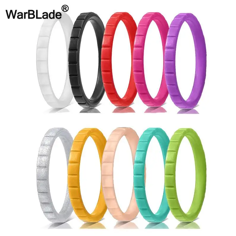 10pcs/set Fashion Silicone Ring For Men Women Wedding Rings Bands Hypoallergenic Crossfit Flexible Sports Silicone Finger Ring