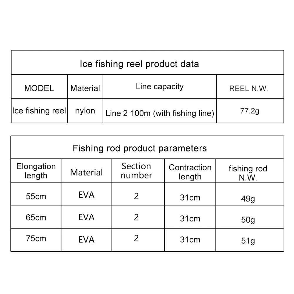 Winter Fishing Rods Combo Ice Fishing Rod with Fishing Reel and Line Outdoor Portable Spinning Casting Fishing Reel Tackle Set