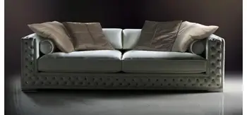 

Pearly beige leather French royal living room sofa hot selling genuine leather sofa chesterfield sofa 3-seater