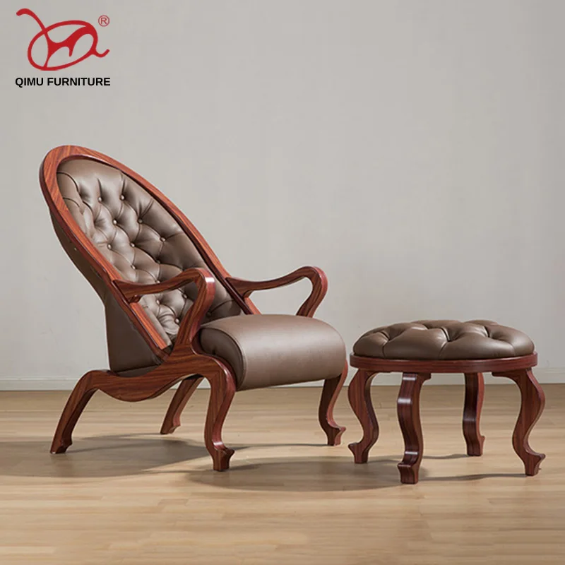 Vintage furniture suits suitable for living room solid wood recliner and footstool elegant antique design furniture M305+M319 Vintage furniture suits suitable for living room solid wood recliner and footstool elegant antique design furniture M305+M319