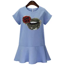 5xl Plus Size Sequin Lips Ruffled Summer Dress 2016 Cotton Linen Vestidos Casual Sexy Slim Elegant Women’s Dresses Elbise DH905