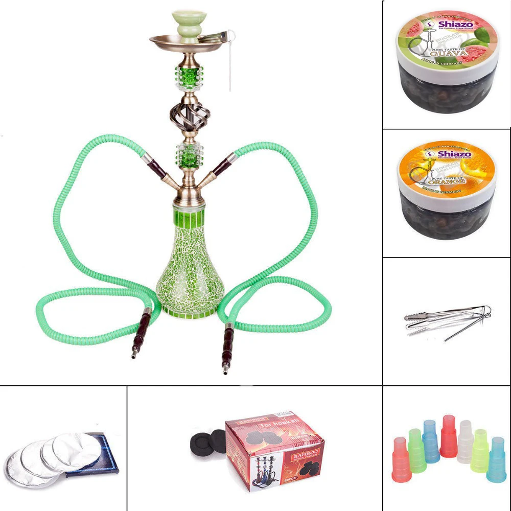 55cm Green Glass Hookahs Shisha Chicha Vaporizer Narguiles Smoking Water Pipes with Coal Tin Foil Rokende Accessoire JYH0X YXS9 | Дом и сад