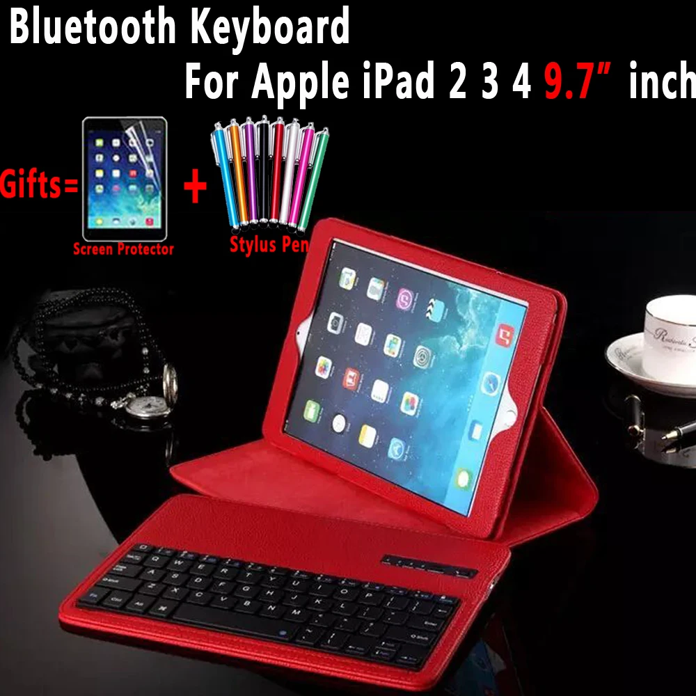 Кожаный чехол с рисунком личи и удаляемой беспроводной клавиатурой Bluetooth для Apple