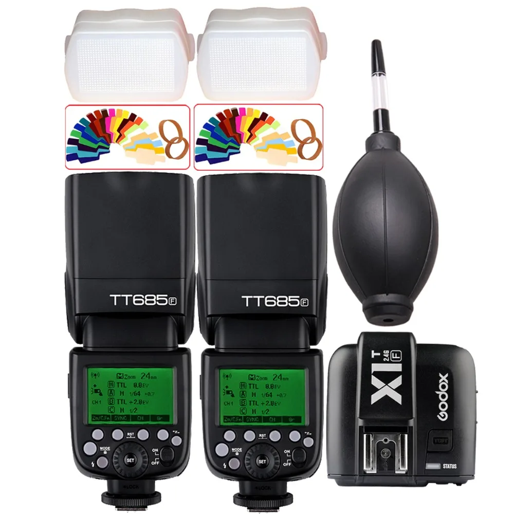

2x Godox TT685F Flash Speedlite TTL 2.4G Wireless 1/8000s + X1T-F Transmitter for Fuji X-Pro1/X-Pro2/X-T10/X-T20/X-T1/X-T2