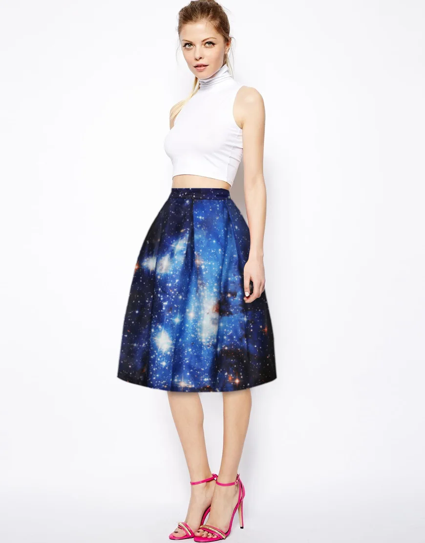 Новая Винтажная юбка для женщин Ван Гог Звездная ночь 3d принт элегантная рабочая одежда миди юбки для женщин s живопись Jupe Femme Saias