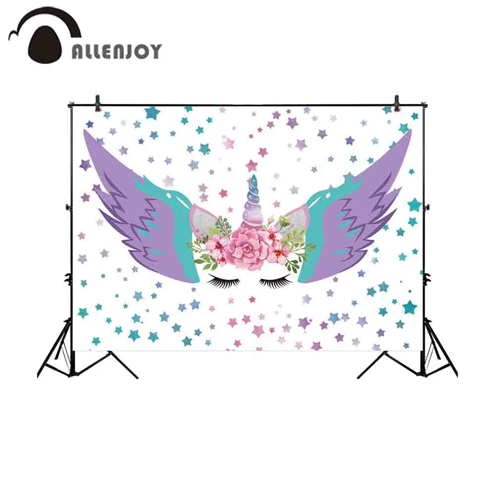 

Allenjoy for the photo backdrop children colorful twinkle stars purple wings unicorn dreamy decor photographic background